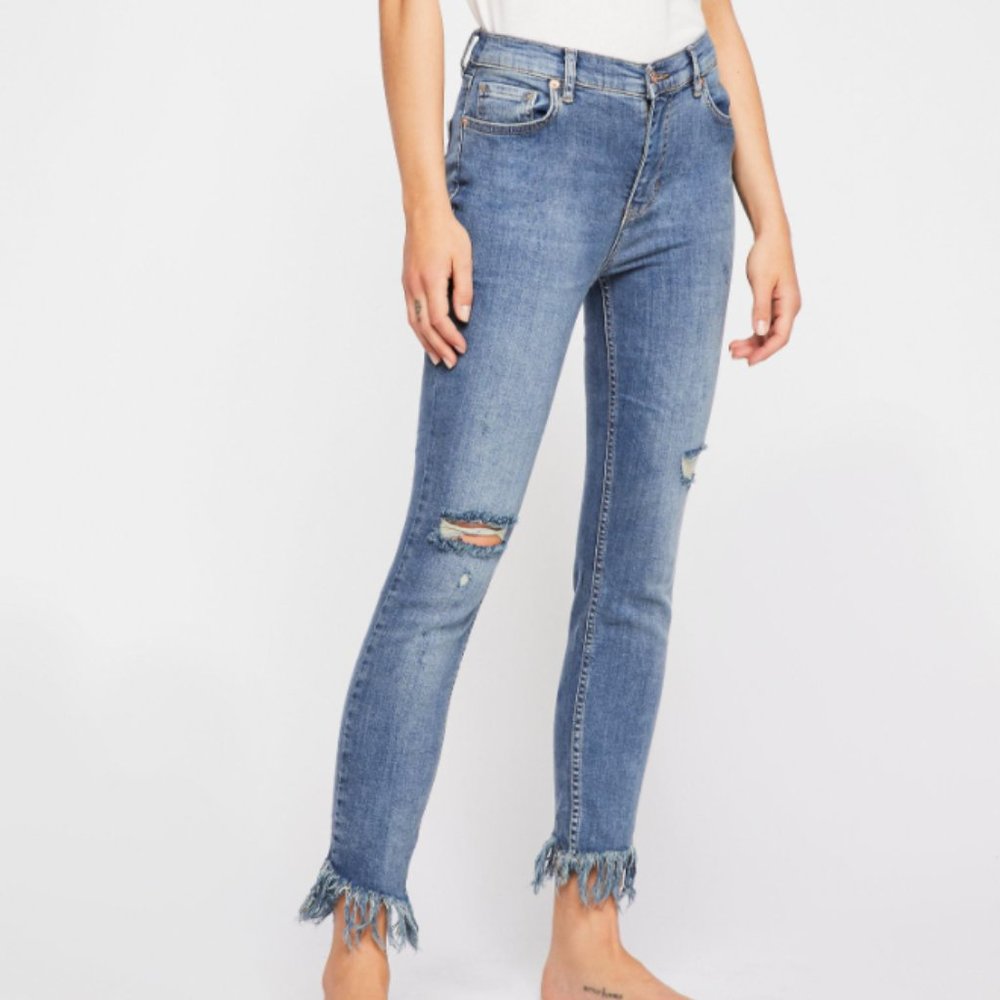 Free People Great Heights Frayed Skinny Jeans